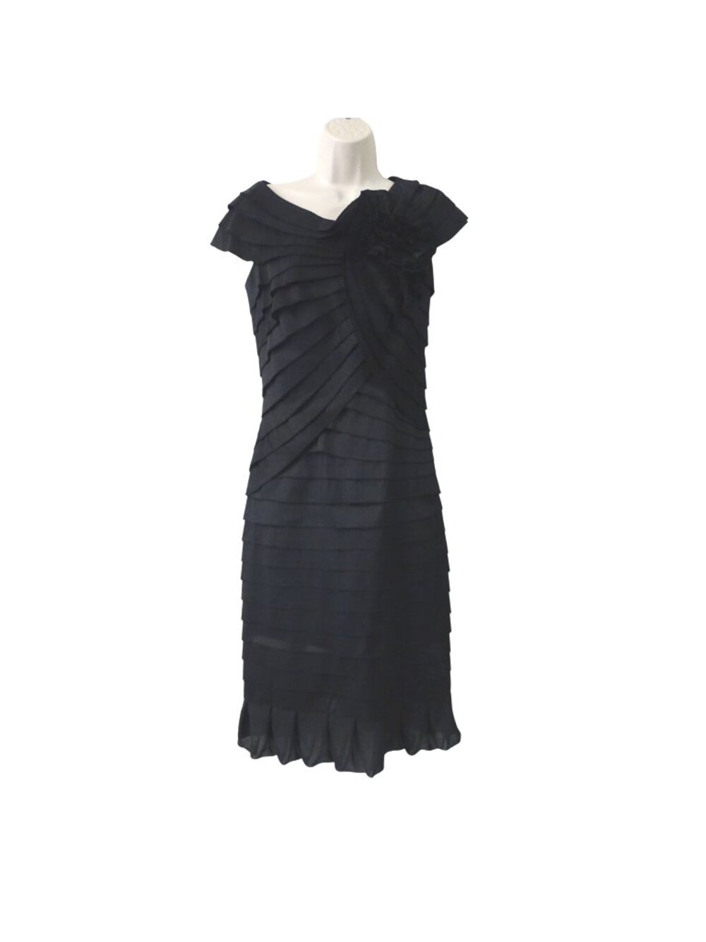 Tadashi Sleeveless Tiered Cocktail Little Black Dress Women Size 6 Party Elegant
